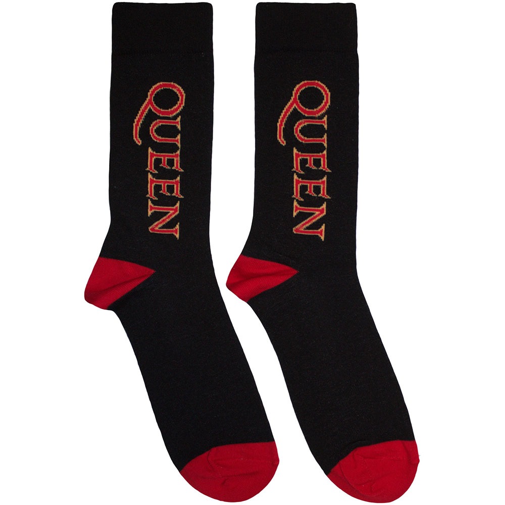 Queen - Red Logo Vertical Enkelsokken - Zwart